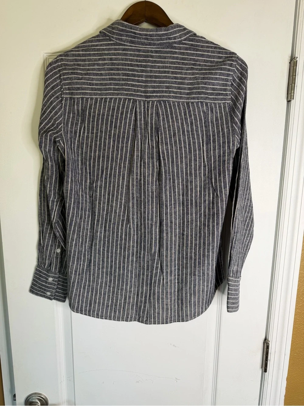 Banana Republic Linen Blend Vertical Stripe Button-Down Long Shirt Size XXS